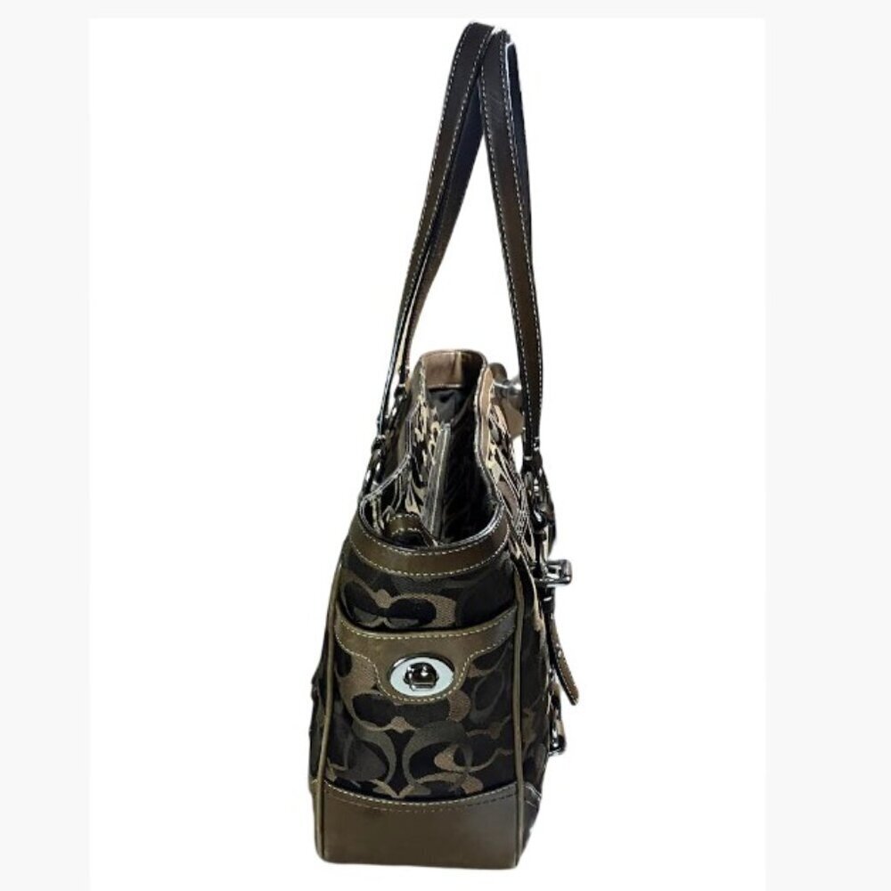 Coach Gallery Optic Signature Tote Bag Vintage Chocolate Monogram Canvas EUC - Picture 4 of 16
